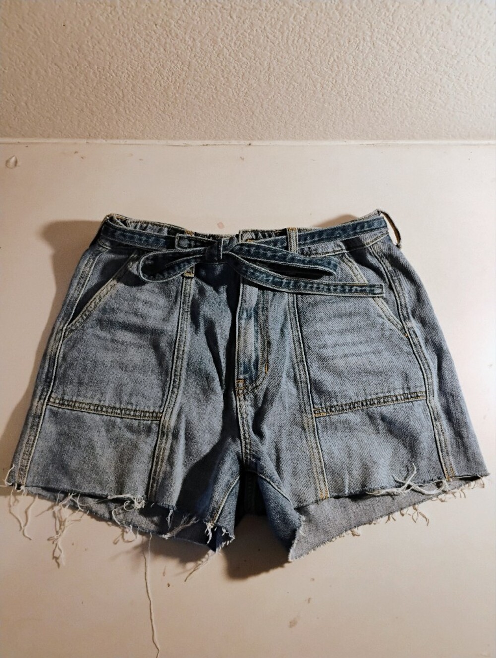 Francesca's Collections Light Blue Denim High-Waist Jean Shorts